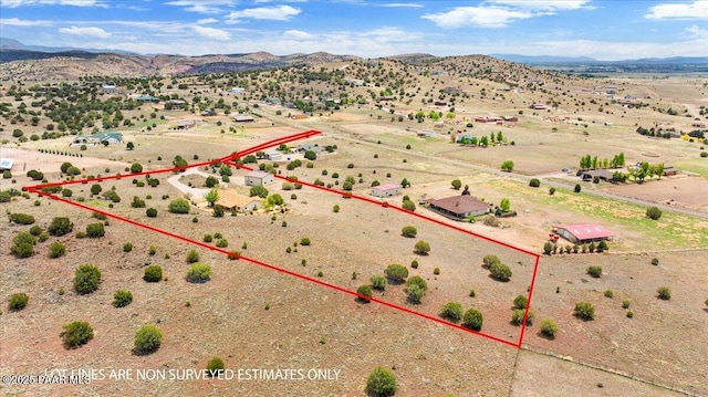20775 N Hackamore Ln, Paulden, AZ 86334 - view of rural area with property parcel outlined, mountains, and a desert landscape