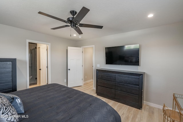 2905 S Omega Dr, Dewey-Humboldt, AZ 86329 - bedroom featuring wood finished floors, recessed lighting, baseboards, and ceiling fan