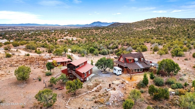 bird's eye view with a mountain view