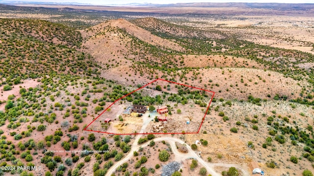 birds eye view of property with a mountain view, a rural view, and view of desert
