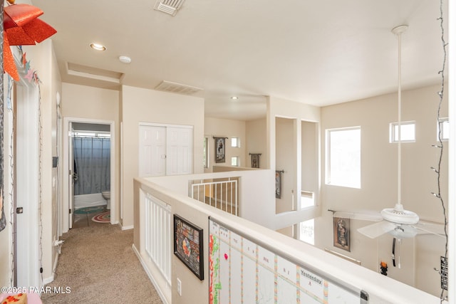 248 Lakewood Cv, Prescott, AZ 86301 - hallway featuring recessed lighting, light colored carpet, and an upstairs landing