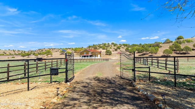 exterior space with a rural view