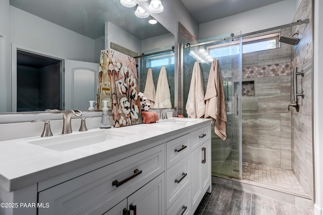 7506 E Roaring Canyon Rd, Prescott Valley, AZ 86315 - full bath with plenty of natural light, double vanity, and a shower stall