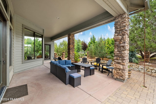 view of patio / terrace featuring an outdoor living space