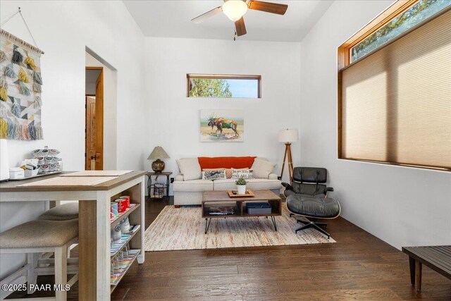 15345 N Badlands Cir, Prescott, AZ 86305 - living area featuring a ceiling fan and wood finished floors