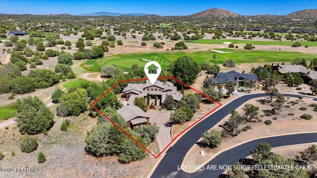 15345 N Badlands Cir, Prescott, AZ 86305 - view of property location featuring property boundaries highlighted, a golf course, and a mountainous background