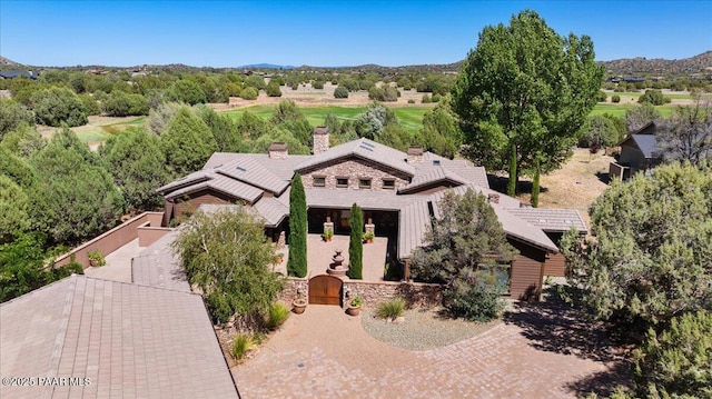 15345 N Badlands Cir, Prescott, AZ 86305 - view of front of house with a chimney and a mountain view