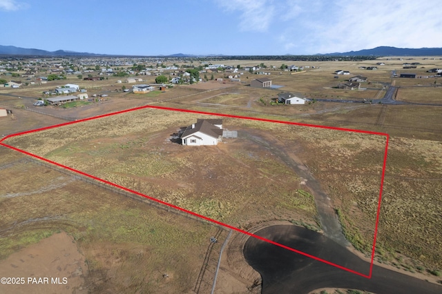 6881 E Bourbon Way, Prescott Valley, AZ 86315 - view of rural area featuring property boundaries highlighted and a mountain backdrop