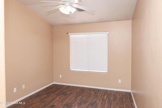 6265 E Distant View Ct, Cornville, AZ 86325 - empty room with dark wood-style flooring, a ceiling fan, and lofted ceiling