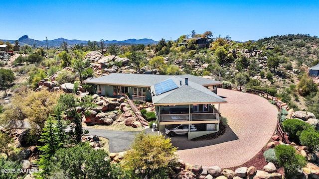 aerial view with a mountain view