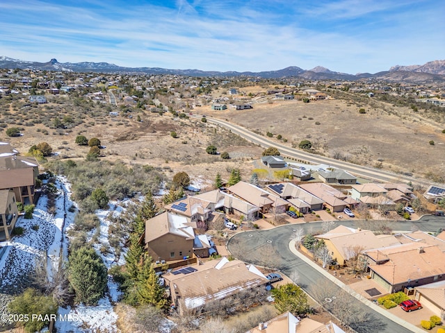 birds eye view of property with a residential view and a mountain view