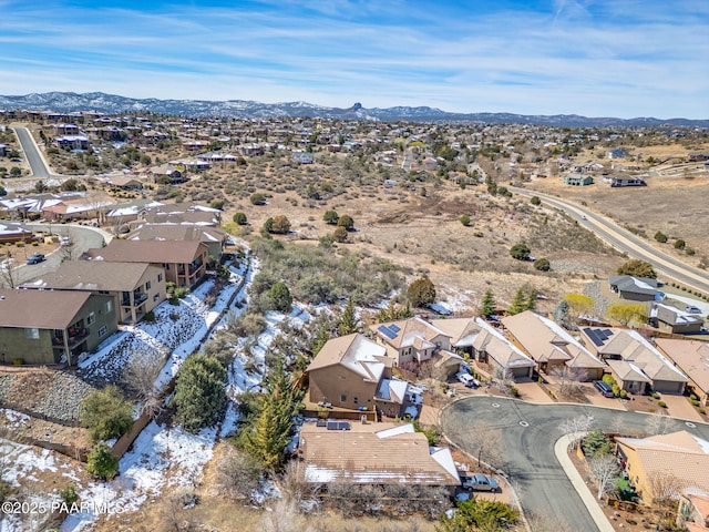 drone / aerial view with a mountain view and a residential view