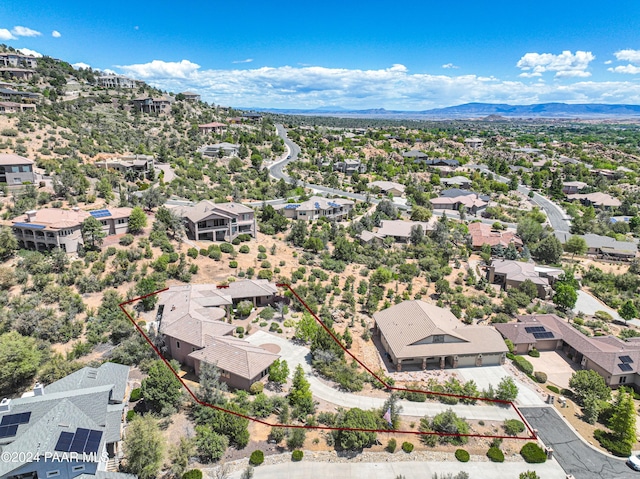 drone / aerial view with a mountain view