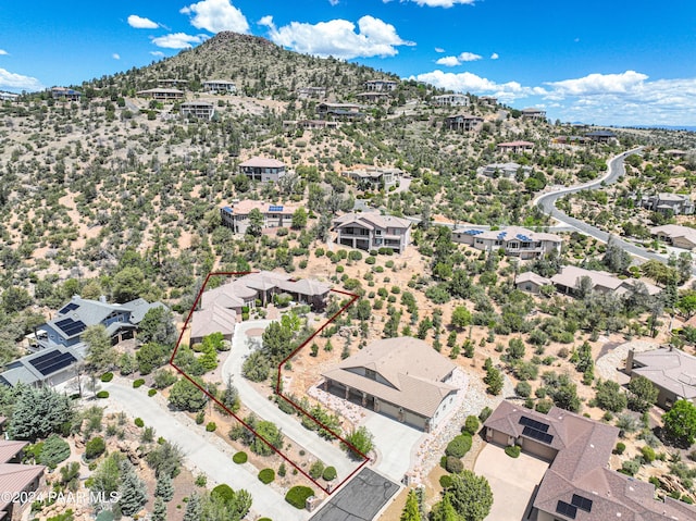 bird's eye view with a mountain view