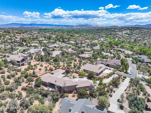 drone / aerial view with a mountain view