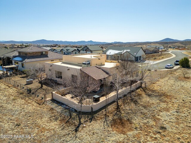 bird's eye view with a mountain view and a residential view