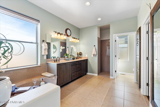 3000 Noble Star Dr, Prescott, AZ 86301 - full bathroom with a bath, tile patterned flooring, recessed lighting, a sink, and double vanity