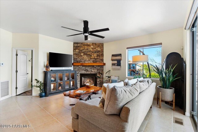 3000 Noble Star Dr, Prescott, AZ 86301 - living area featuring light tile patterned floors, visible vents, and ceiling fan
