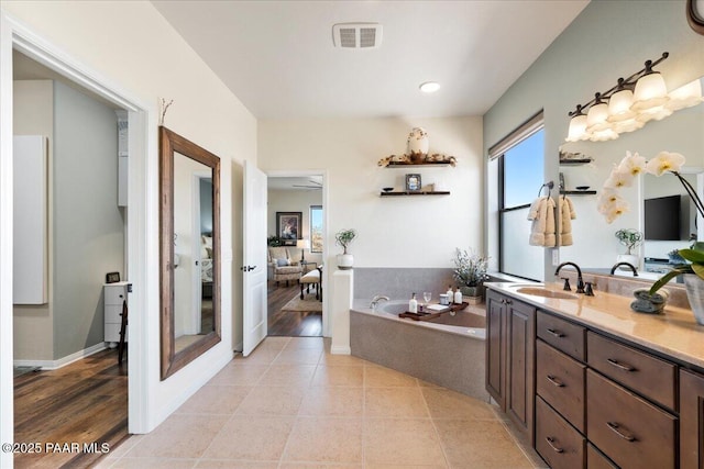 3000 Noble Star Dr, Prescott, AZ 86301 - ensuite bathroom with vanity, tile patterned flooring, ensuite bathroom, visible vents, and a garden tub