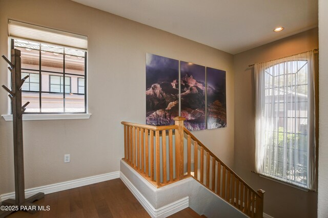 1716 Alpine Meadows Ln Unit 1402, Prescott, AZ 86303 - stairway with wood finished floors, baseboards, and recessed lighting
