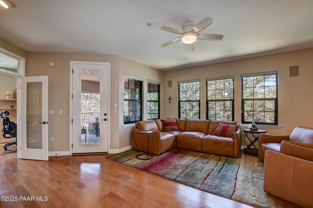 1716 Alpine Meadows Ln Unit 1402, Prescott, AZ 86303 - living room featuring wood finished floors, healthy amount of natural light, and ceiling fan