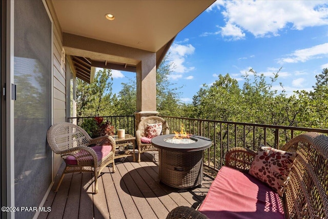 balcony with a fire pit