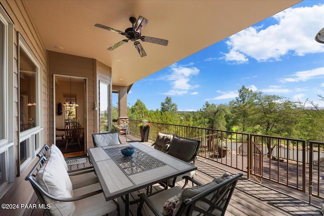 balcony with ceiling fan