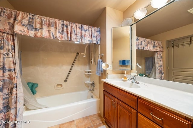 435 Fairway View Dr, Prescott, AZ 86303 - full bathroom with shower / bath combination with curtain, vanity, and tile patterned floors