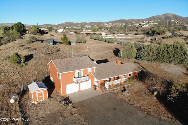 drone / aerial view with a mountain view