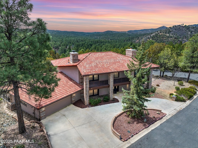 285 E Crestwood, Prescott, AZ 86303 - birds eye view of property featuring a mountain view and a view of trees