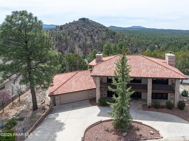 285 E Crestwood, Prescott, AZ 86303 - aerial view featuring a wooded view and a mountain view