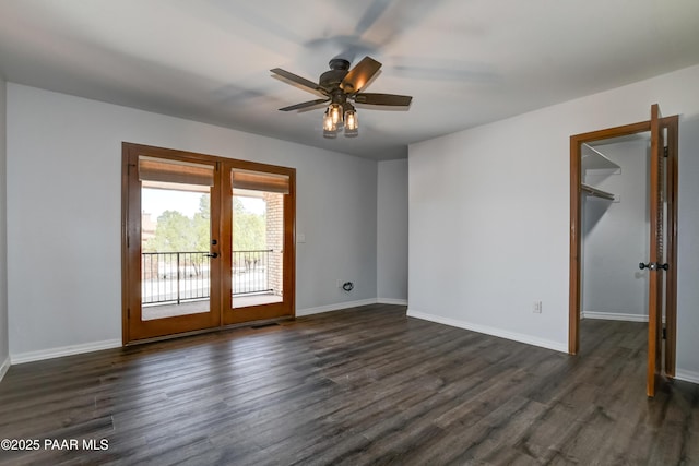 285 E Crestwood, Prescott, AZ 86303 - empty room with baseboards, dark wood-style flooring, visible vents, and french doors