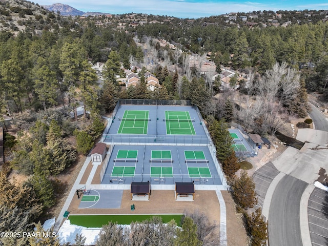 285 E Crestwood, Prescott, AZ 86303 - drone / aerial view with a wooded view and a mountain view