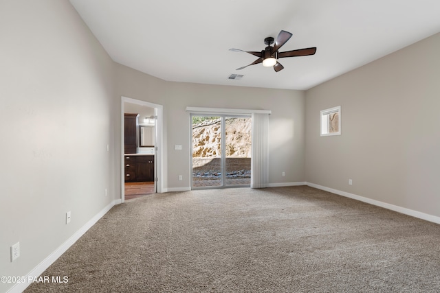 interior space featuring ceiling fan