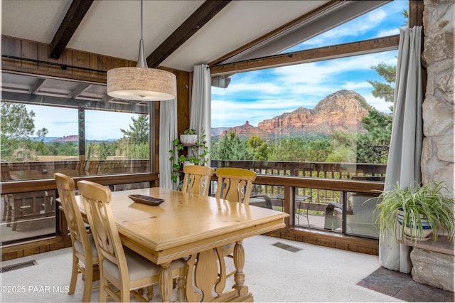 225 Sierra Rd, Sedona, AZ 86336 - carpeted dining space featuring a mountain view and plenty of natural light