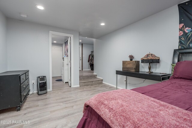 225 Sierra Rd, Sedona, AZ 86336 - bedroom with light wood finished floors, heating unit, baseboards, and recessed lighting