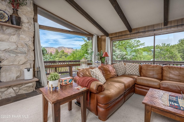 225 Sierra Rd, Sedona, AZ 86336 - living area featuring a mountain view and light colored carpet
