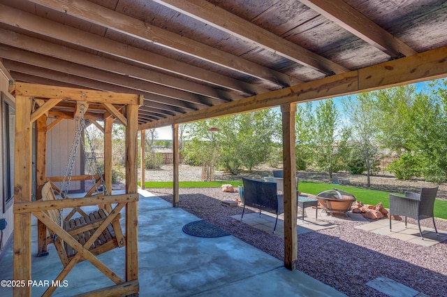 24585 N Catalina St, Paulden, AZ 86334 - view of patio featuring an outdoor fire pit