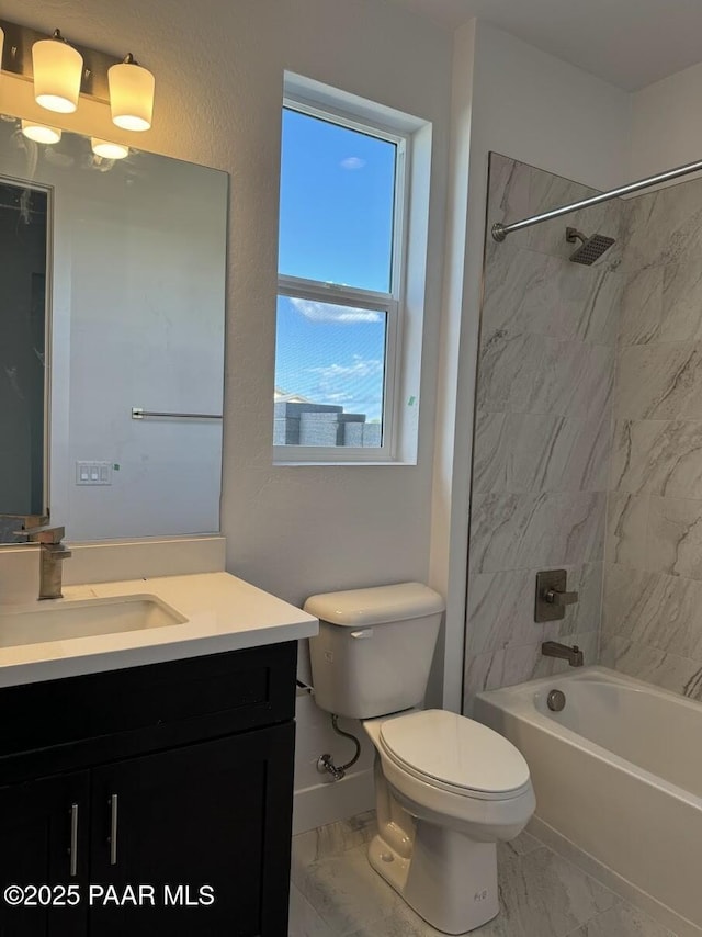 7639 E Louie Ln, Prescott Valley, AZ 86315 - bathroom featuring vanity, bathing tub / shower combination, and marble finish flooring