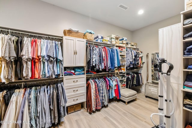 walk in closet featuring light hardwood / wood-style flooring