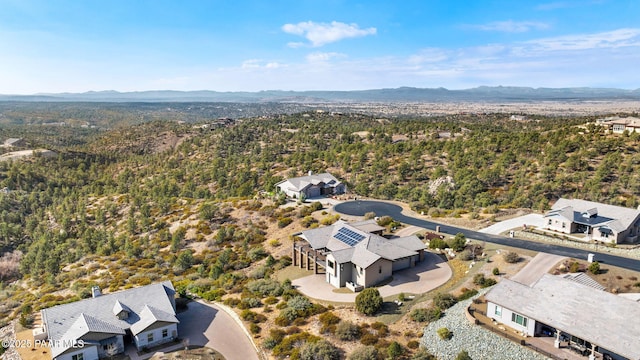 aerial view with a mountain view