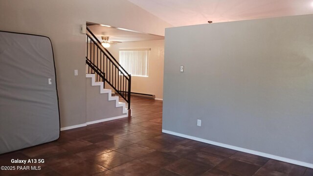 3035 Hozoni Rd, Prescott, AZ 86305 - foyer featuring a baseboard radiator, stairs, and ceiling fan