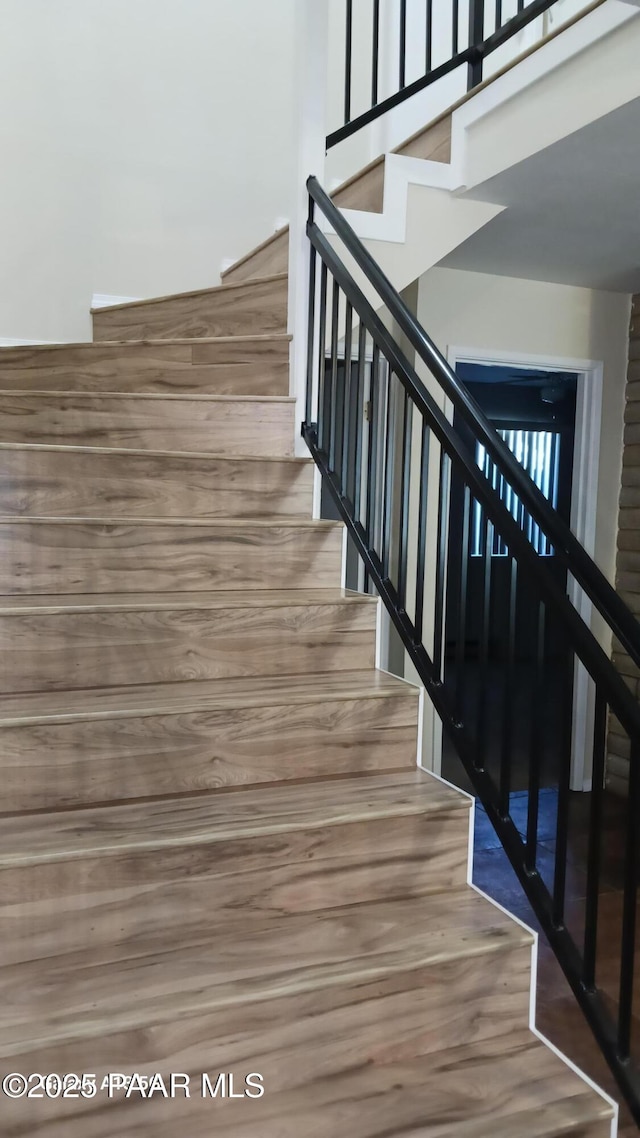 3035 Hozoni Rd, Prescott, AZ 86305 - stairway with a high ceiling and wood finished floors