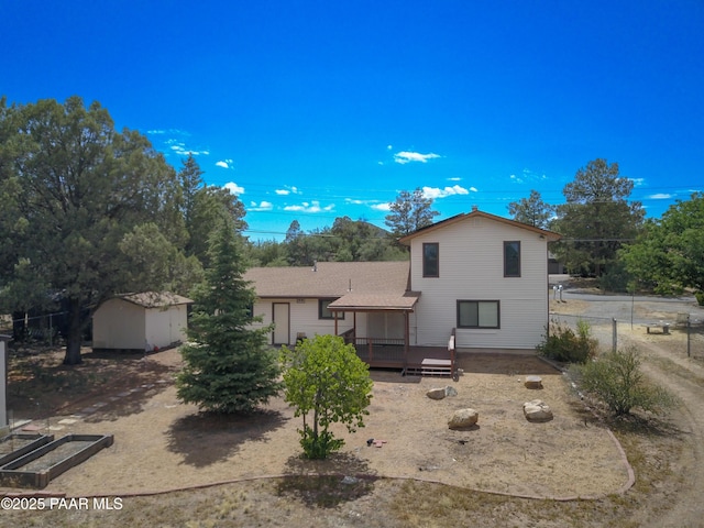 3035 Hozoni Rd, Prescott, AZ 86305 - back of house featuring a storage shed and a deck