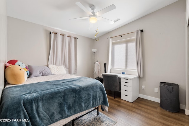 4714 N Sheridan Ln, Prescott Valley, AZ 86314 - bedroom with wood finished floors, baseboards, and ceiling fan