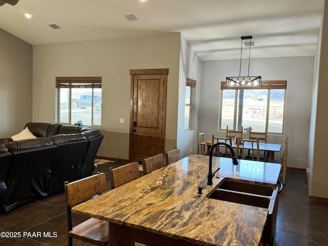 dining area featuring sink