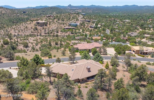 aerial view with a mountain view