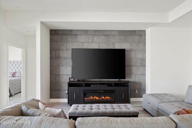 living room featuring light wood-type flooring