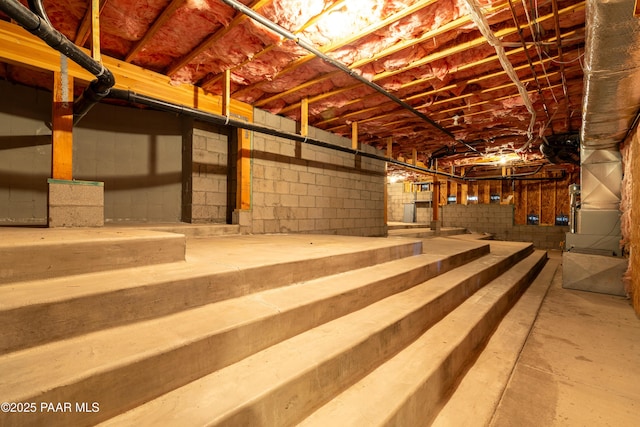 view of unfinished basement