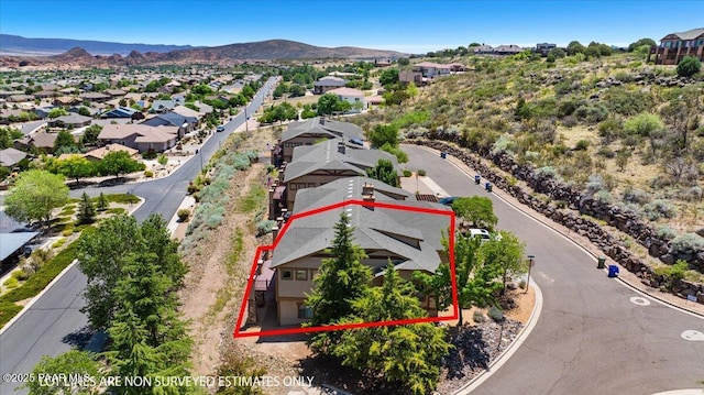 532 Goshawk Trl, Prescott, AZ 86301 - aerial perspective of suburban area with mountains and property parcel outlined